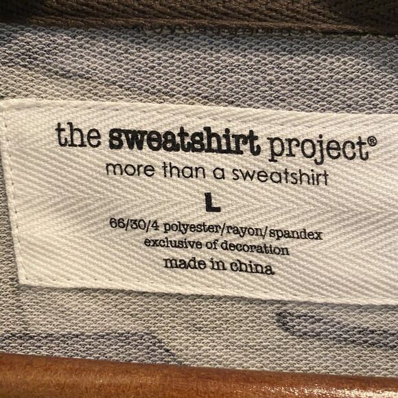 The Sweatshirt Project Sweatshirt Women Large Camo Green Puff Sleeve Waist Tie - Picture 2 of 12